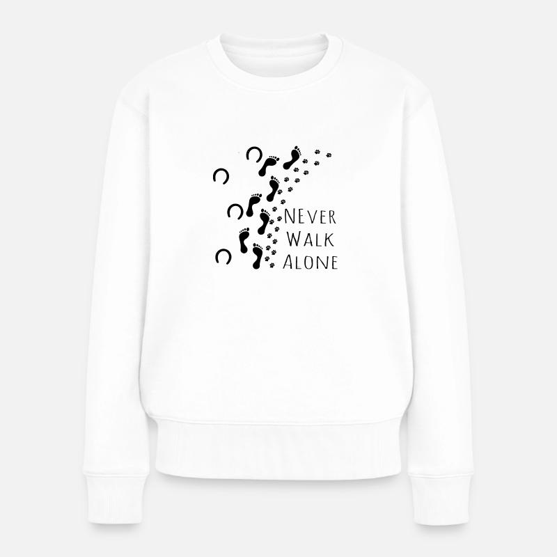 Never Walk Alone Pferd Mensch Hund - Frauen Premium Bio Pullover - Weiß