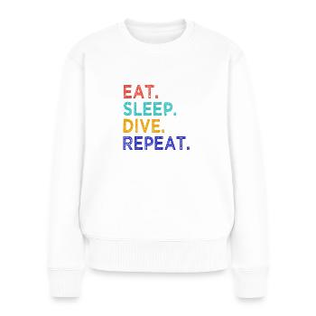 Eat Sleep Dive Repeat - Plongée - Plongeur - Sport - Pull Premium bio Femme - blanc - Devant - Julia (174cm)