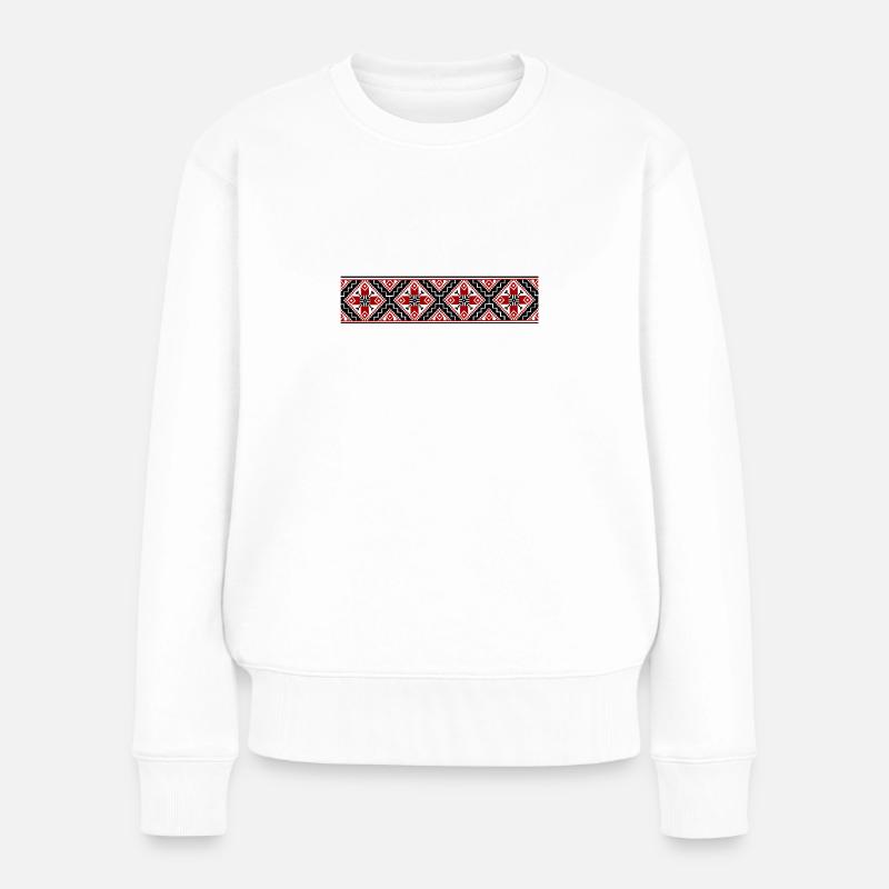 Ukrain Traditional Design - Frauen Premium Bio Pullover - Weiß
