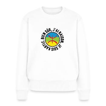 Je suis Kabyle - Pull Premium bio Femme - blanc - Devant - Julia (174cm)