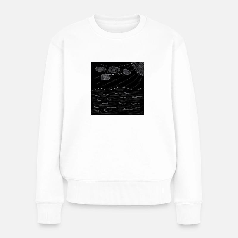 Meeresblick s/w - Frauen Premium Bio Pullover - Weiß