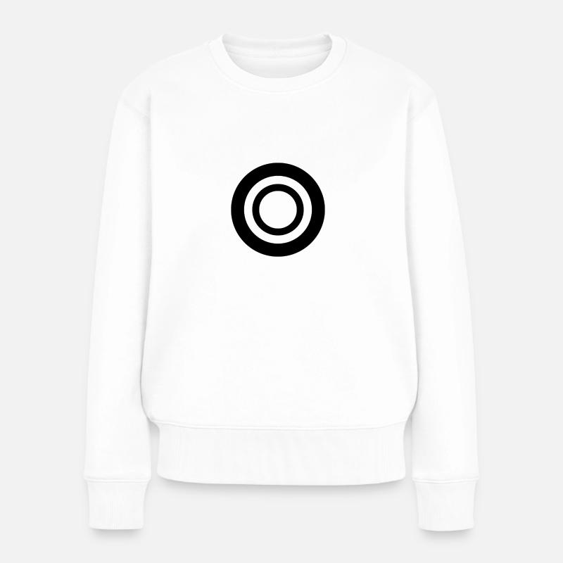Schwarz-weißer minimalistischer Kreis - Frauen Premium Bio Pullover - Weiß