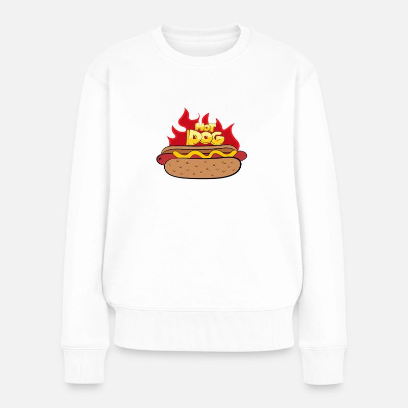 Hot Dog - Frauen Premium Bio Pullover - Weiß