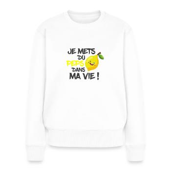 T-shirt humour optimisme citron peps cadeau - Pull Premium bio Femme - blanc - Devant - Julia (174cm)