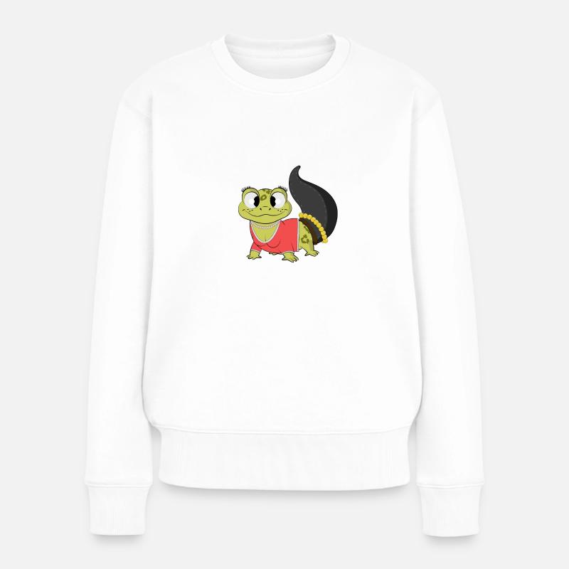 Lady Gecko - Frauen Premium Bio Pullover - Weiß