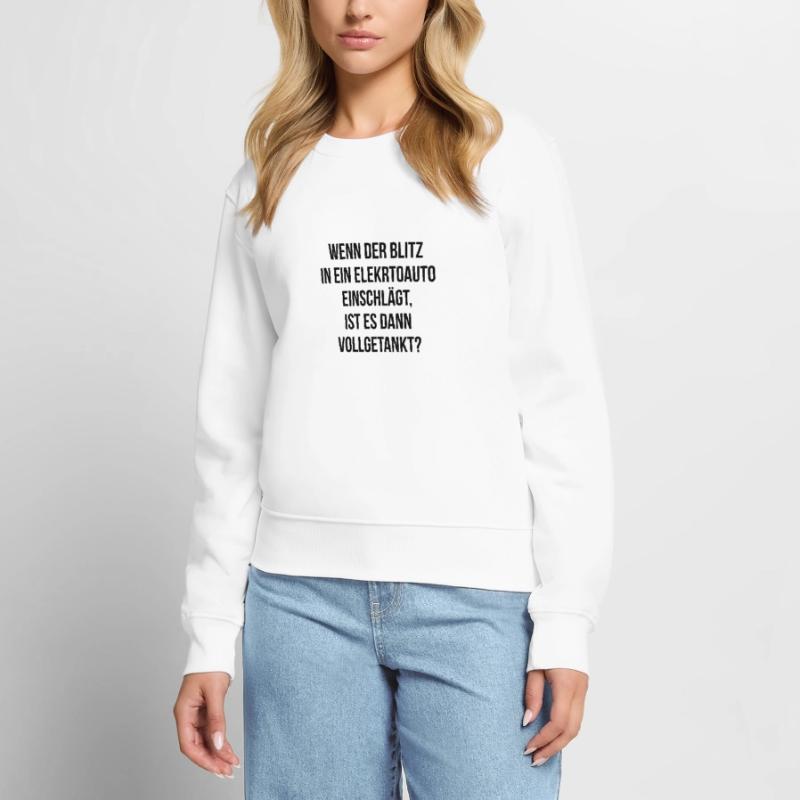 Wenn der Blitz in ein E Auto einschlägt getankt Frauen Premium Bio Pullover