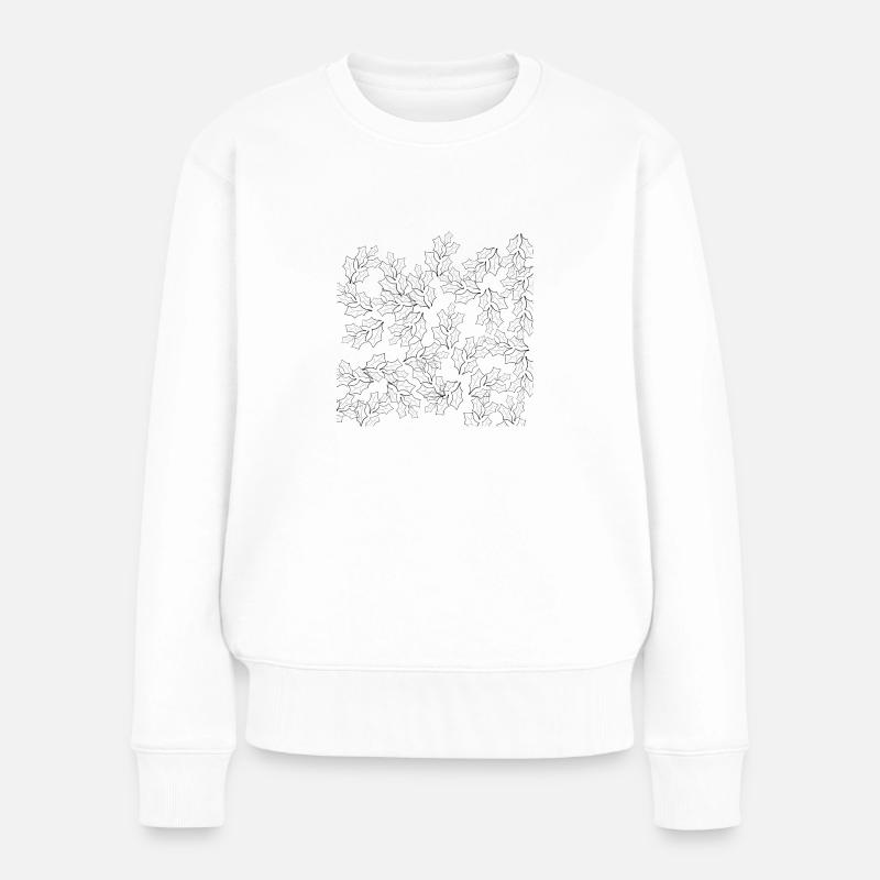 Schwarzweiß Floral - Frauen Premium Bio Pullover - Weiß