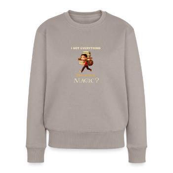 Lasst den Kleinen ihre Phantasie - Frauen Premium Bio Pullover - Taupe - Vorne - Julia (174cm)