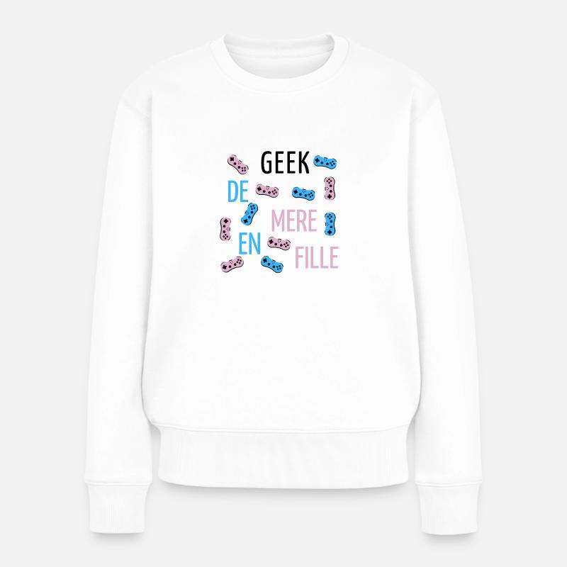 Geek von der Mutter zur Tochter - Frauen Premium Bio Pullover - Weiß