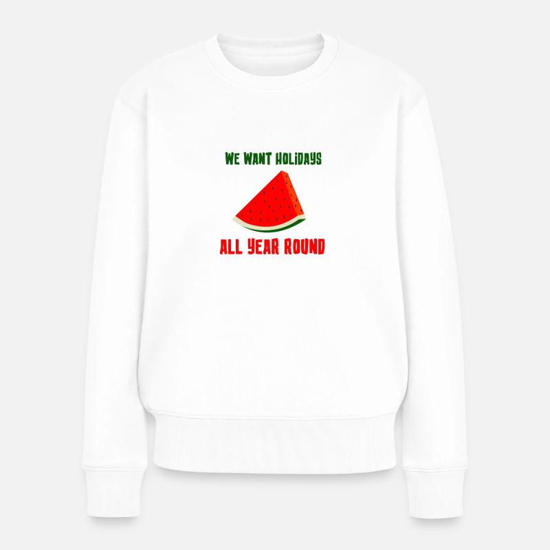 Watermelon - Women's Premium Organic Jumper - white