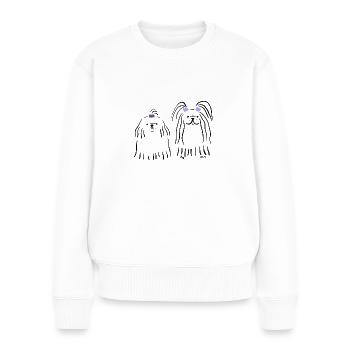 Chiens mignons avec arc - Pull Premium bio Femme - blanc - Devant - Julia (174cm)