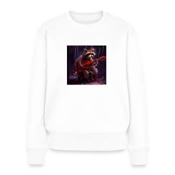 racoon playing guitar - Women's Premium Organic Jumper - white - Front - Julia (174cm)