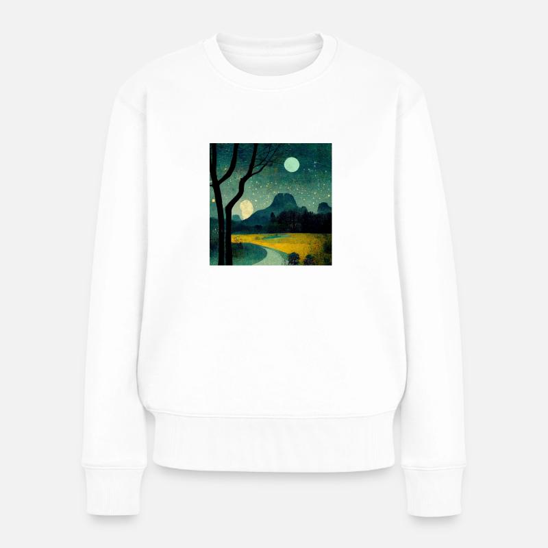 Die Nacht - Frauen Premium Bio Pullover - Weiß