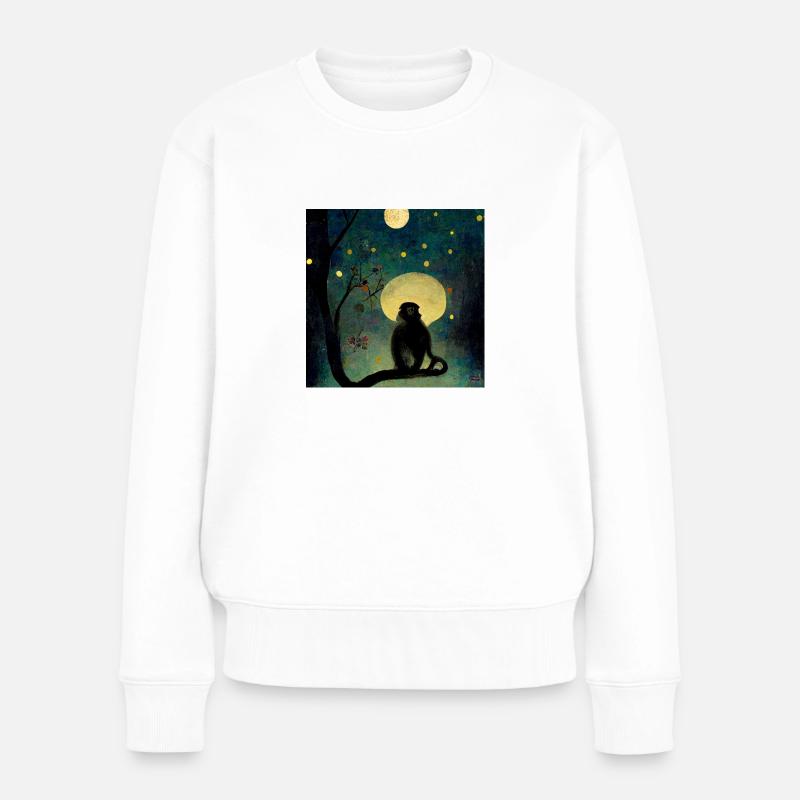 Le singe attend - Pull Premium bio Femme - blanc