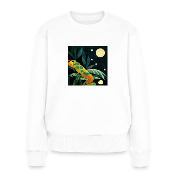 Gecko in the moonlight - Women's Premium Organic Jumper - white - Front - Julia (174cm)