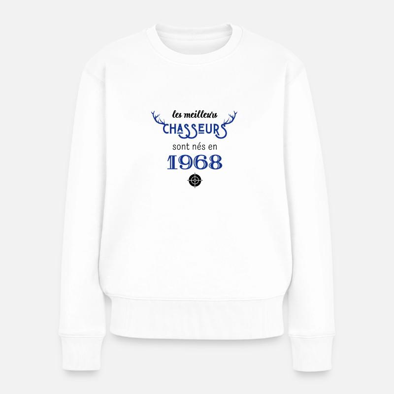 Anniversaire chasseur 1968 - Pull Premium bio Femme - blanc
