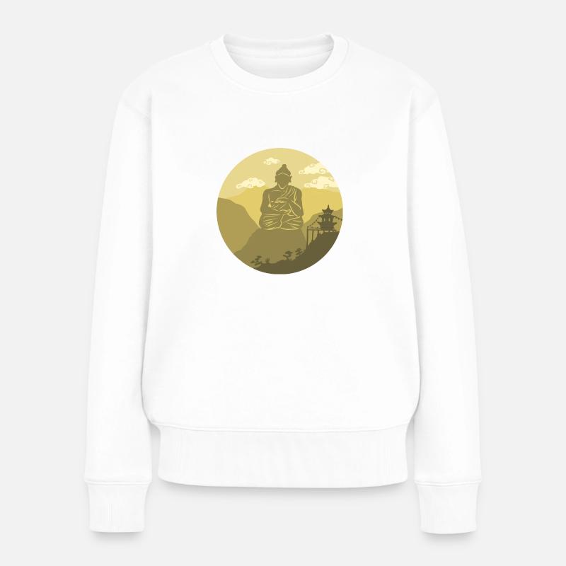 Buddha Gold - Frauen Premium Bio Pullover - Weiß