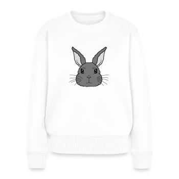 Niedlicher kleiner Hase Gesicht - Frauen Premium Bio Pullover - Weiß - Vorne - Julia (174cm)
