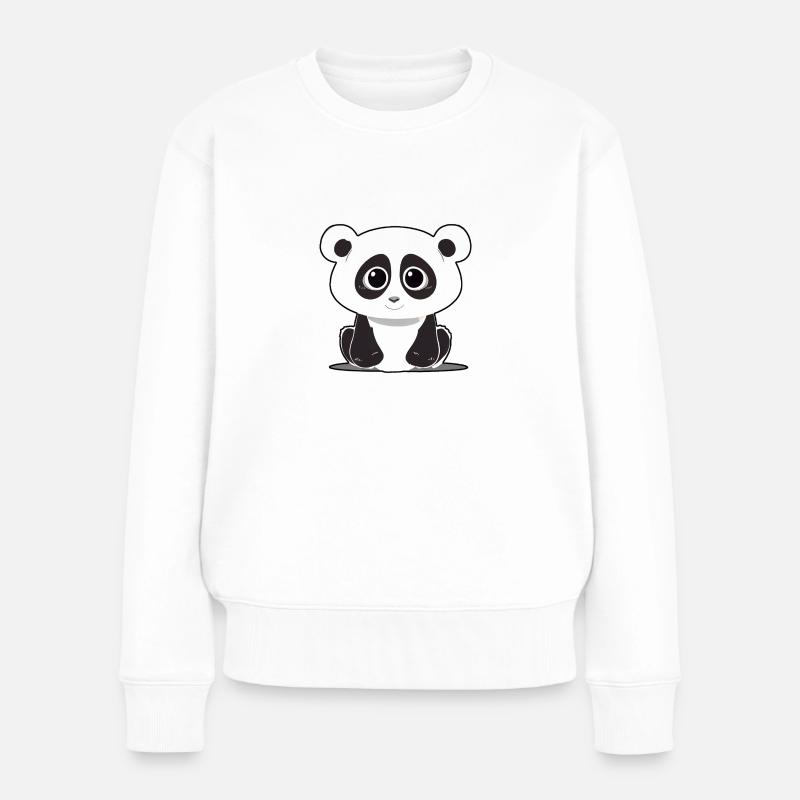 adorable Panda - Frauen Premium Bio Pullover - Weiß