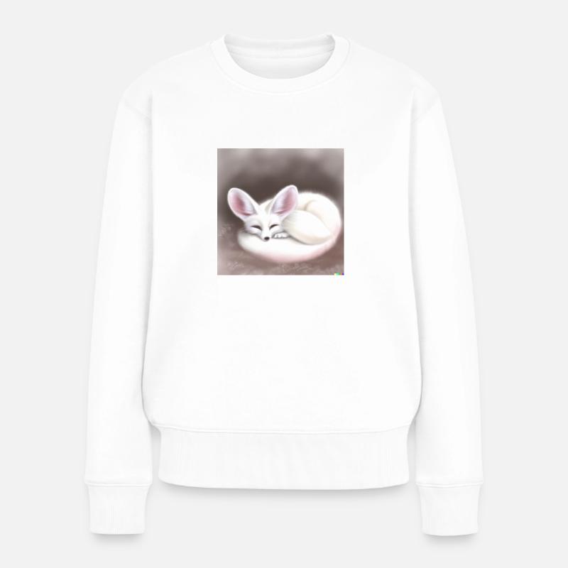 Fennek Wüstenfuchs - Frauen Premium Bio Pullover - Weiß