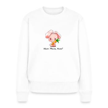 Wasn Phase, Hase? - Frauen Premium Bio Pullover - Weiß - Vorne - Julia (174cm)