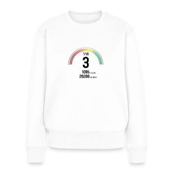 Anniversaire 3 ans Compteur - Pull Premium bio Femme - blanc - Devant - Julia (174cm)