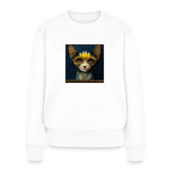 Süße Katze im Van-Gogh-Stil, sehr detailliert - Frauen Premium Bio Pullover - Weiß - Vorne - Julia (174cm)