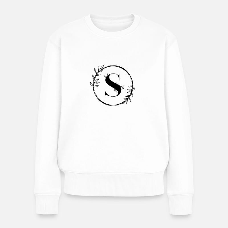 Blumenbuchstabe S - Frauen Premium Bio Pullover - Weiß
