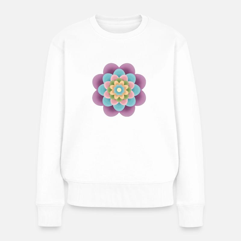 Flower Mandala - Frauen Premium Bio Pullover - Weiß