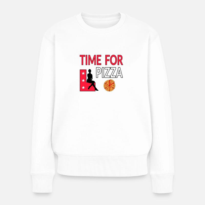 Pizza - Frauen Premium Bio Pullover - Weiß