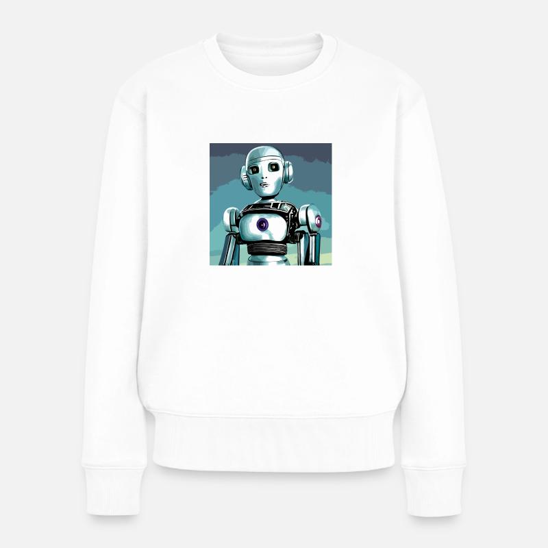 Roboter, Android, Cyborg, Science Fiction - Frauen Premium Bio Pullover - Weiß