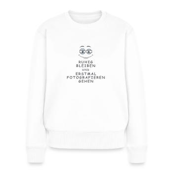 Fotografieren gehen - Frauen Premium Bio Pullover - Weiß - Vorne - Julia (174cm)