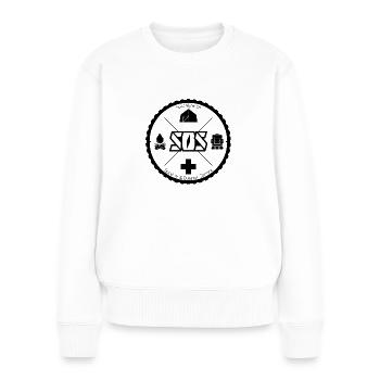 SOS Logo white Neutral background - Women's Premium Organic Jumper - white - Front - Julia (174cm)