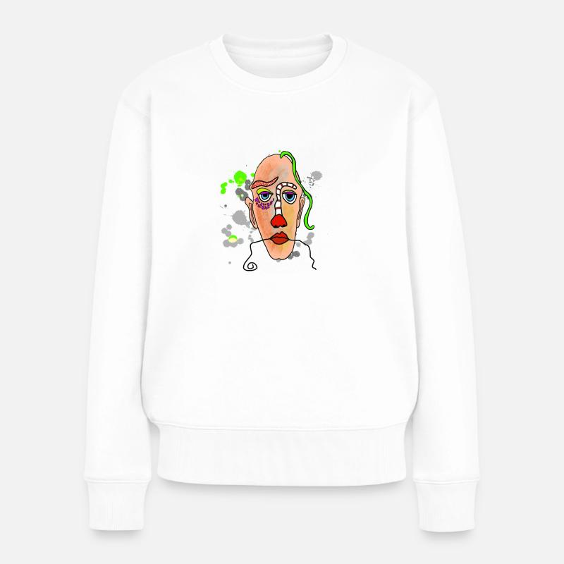 Malerei Maske Gesicht - Frauen Premium Bio Pullover - Weiß