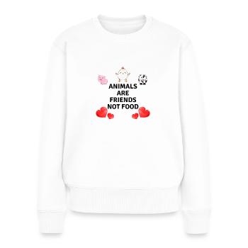 Animals are friends not food - Frauen Premium Bio Pullover - Weiß - Vorne - Julia (174cm)