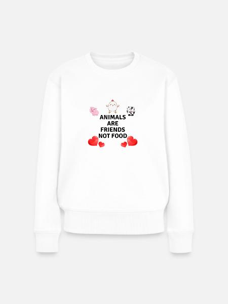 Animals are friends not food - Frauen Premium Bio Pullover - Weiß