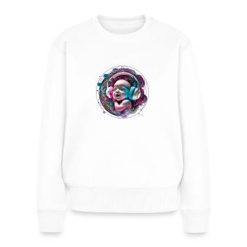 Baby listens to music in mother's womb, flower of life - Women's Premium Organic Jumper - white - Front - Julia (174cm)