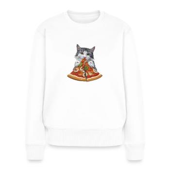 Fluffy Cat Pizza Restauration rapide - Pull Premium bio Femme - blanc - Devant - Julia (174cm)