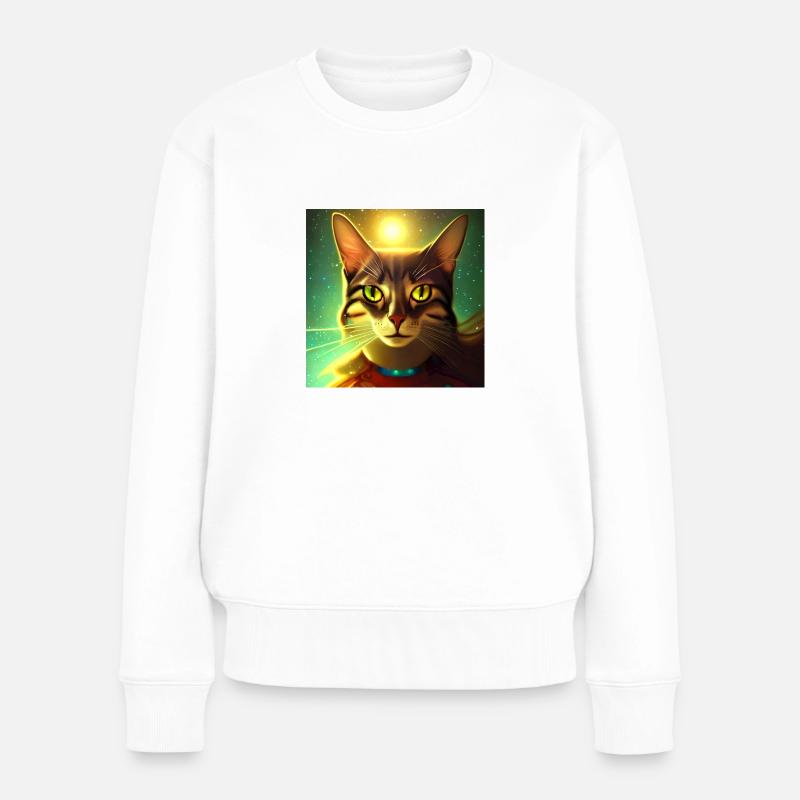 Die Universums Katze - Frauen Premium Bio Pullover - Weiß