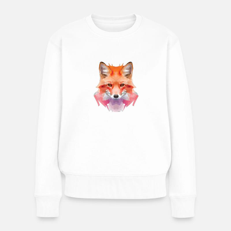 Abstrakter Polygon Fuchs - Frauen Premium Bio Pullover - Weiß