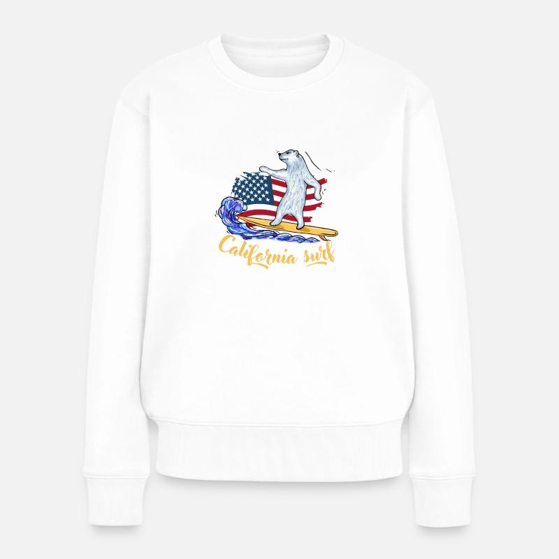 Surf die Brandung - Frauen Premium Bio Pullover - Weiß