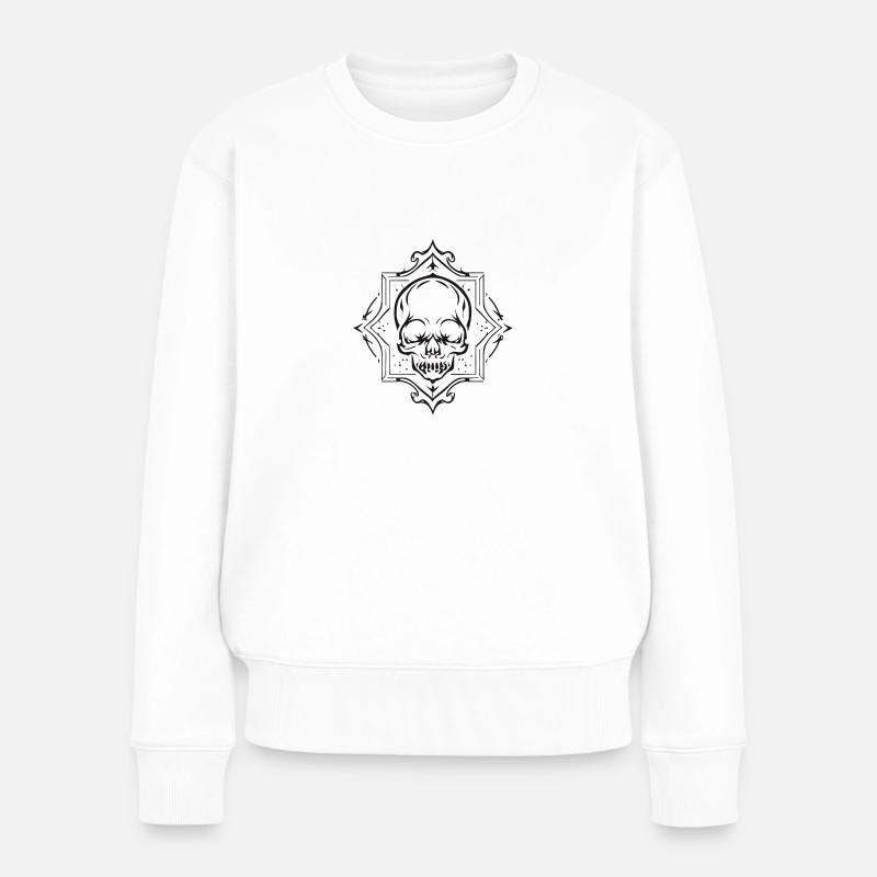 Crâne gothique - Pull Premium bio Femme - blanc