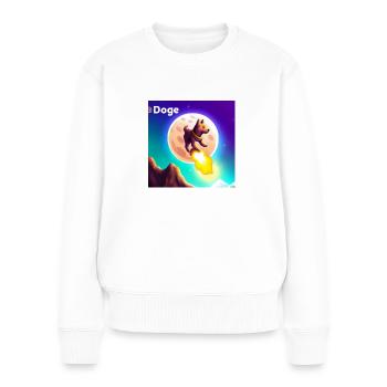 doge coin going to the moon - Frauen Premium Bio Pullover - Weiß - Vorne - Julia (174cm)