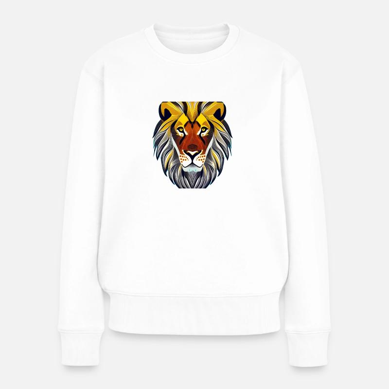 Löwenkopf - Frauen Premium Bio Pullover - Weiß