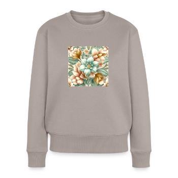 Vintage Floral Design - Pull Premium bio Femme - taupe - Devant - Julia (174cm)