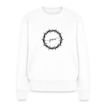 Jesus Kranz - Frauen Premium Bio Pullover - Weiß - Vorne - Julia (174cm)