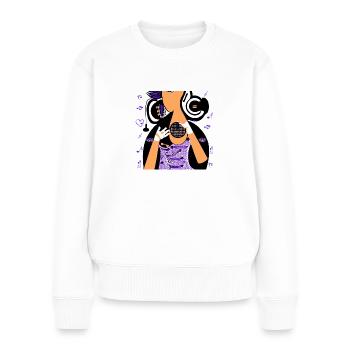 Fille de la musique - Pull Premium bio Femme - blanc - Devant - Julia (174cm)