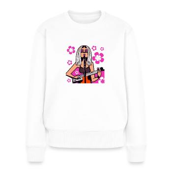 Fille de la musique - Pull Premium bio Femme - blanc - Devant - Julia (174cm)