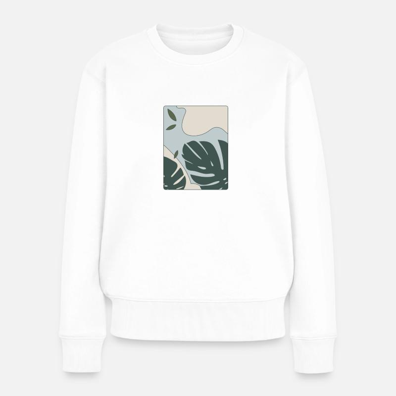 Monstera Spring Design - Pull Premium bio Femme - blanc