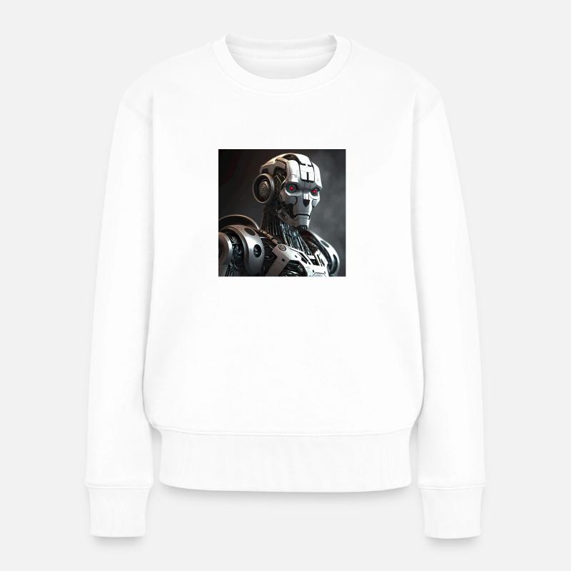 Robot cyborg yeux rouge - Pull Premium bio Femme - blanc